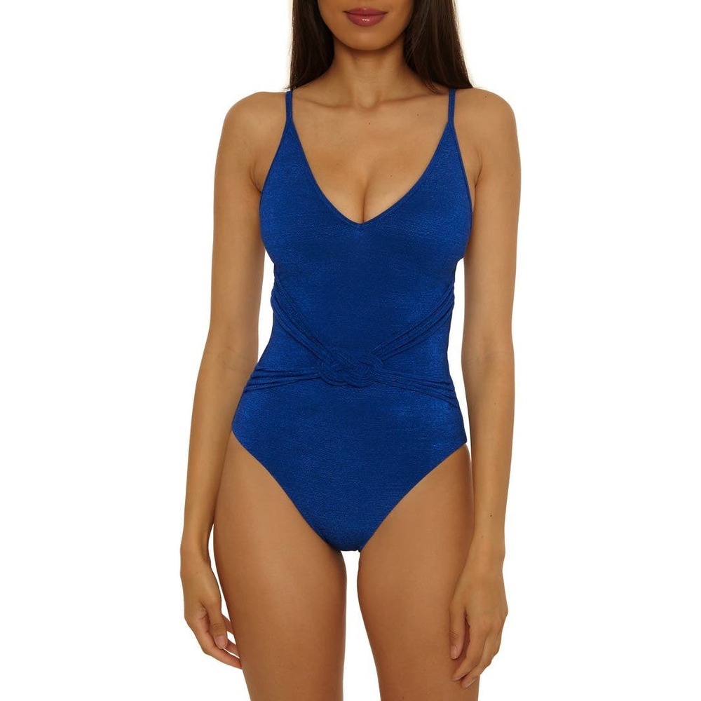 TRINA‎ TURK Crepe Wrap One-Piece Swimsuit, Indigo Women's Size 8